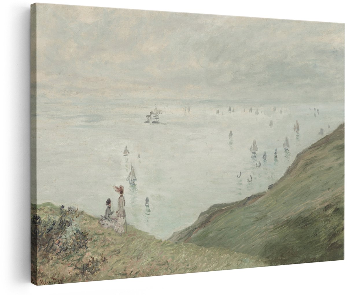 Artaza Canvas Schilderij Zeegezicht Monet - 180x120 cm - Groot - Wanddecoratie Zeilboten - Muurdecoratie Kustlijn - Decoratie Woonkamer Impressionisme