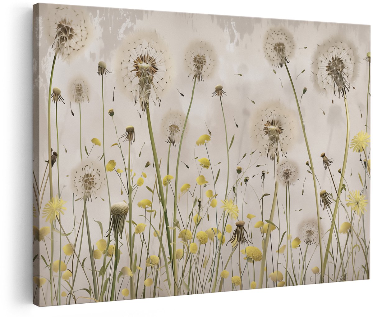 Artaza Canvas Schilderij Paardebloem Bloemen - 180x120 cm - Groot - Wanddecoratie Woonkamer - Schilderijen - Muurdecoratie