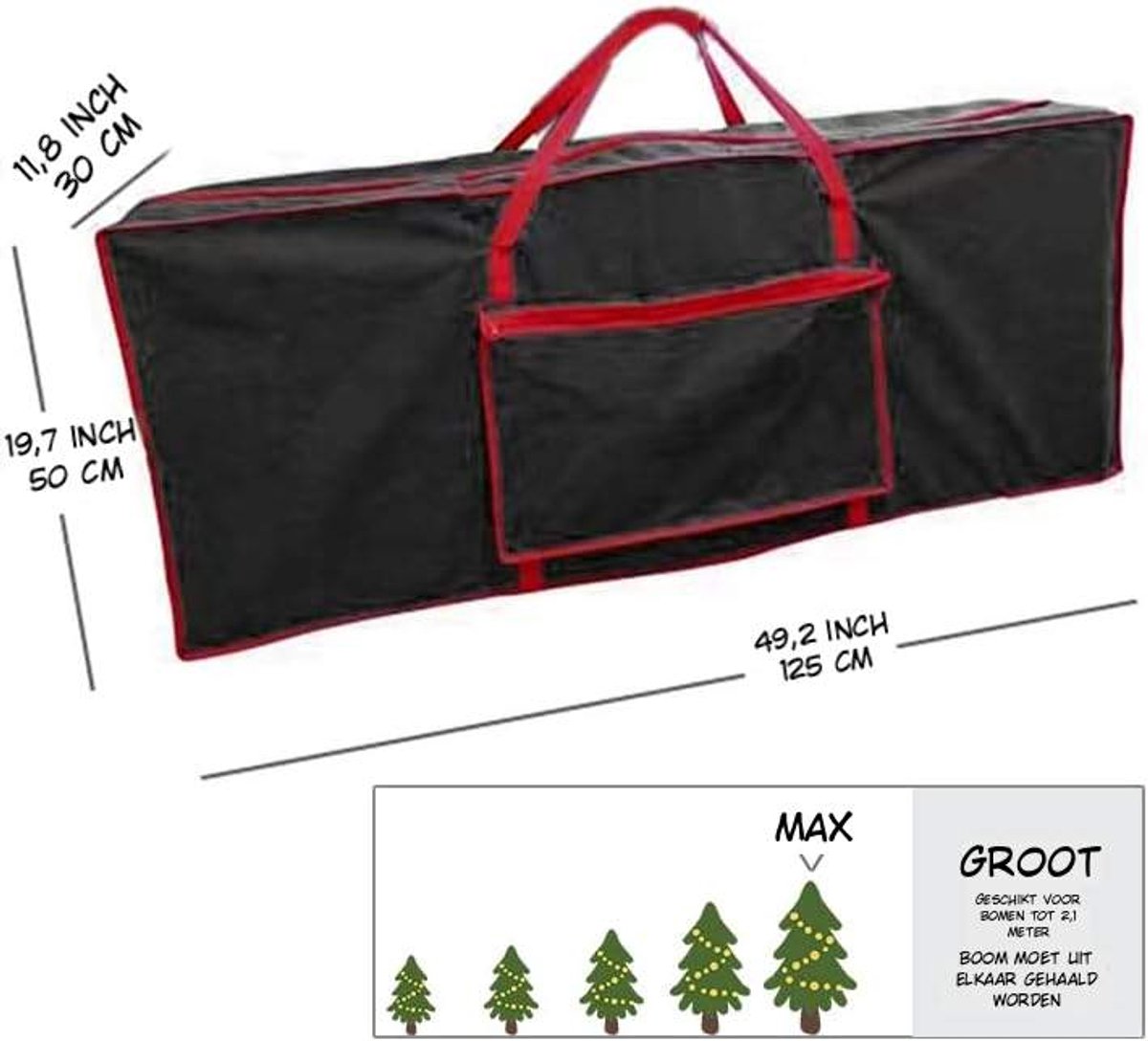 Warmara Kerstboom Tas - Kerstboom Opbergtas - Opbergtas - Zwart- 125cm x 50cm x 125cm