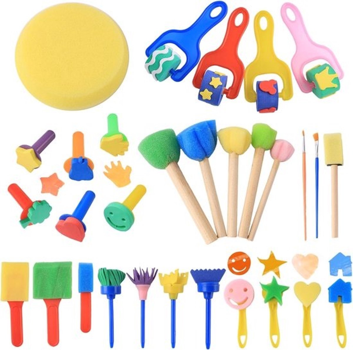 30 Delige Sponsschildergereedschap Set voor Kinderen - Leermiddelen voor Kunst en Knutselen