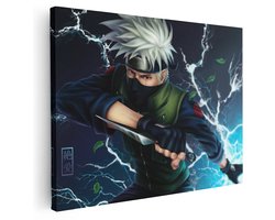 Artaza Canvas Schilderij Anime Ninja - 160x120 cm - Groot - Wanddecoratie Kakashi Kunai - Muurdecoratie Jongenskamer - Schilderijen Op Canvas Japan