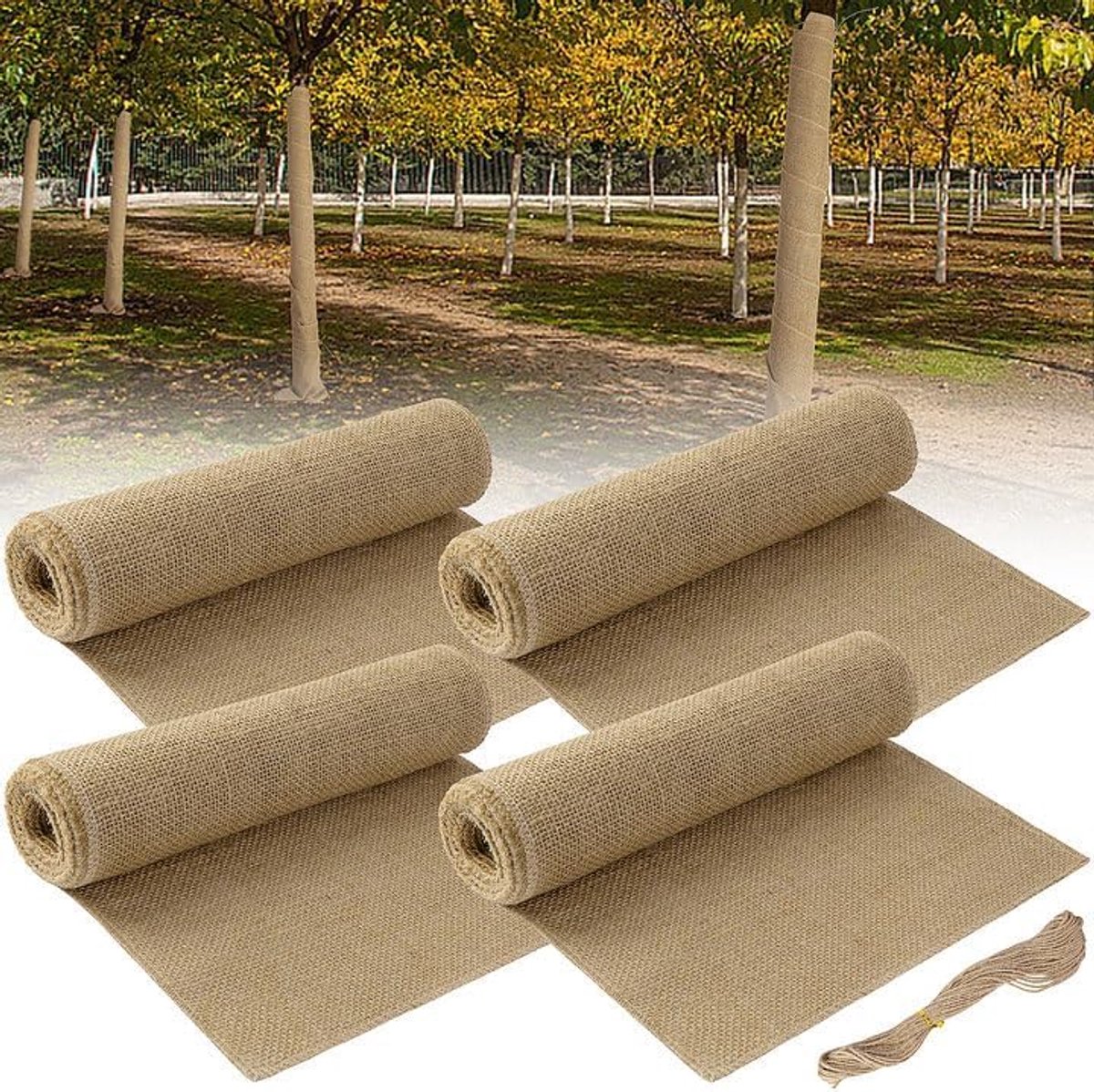 Jute winterbescherming - Voor bomen en planten - Tegen vorst en kou - 4 rollen - 3 meter x 25,5 cm