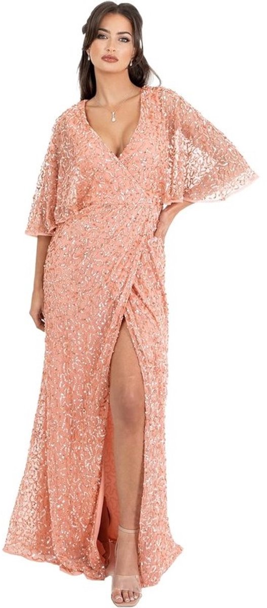 Maxi Dress voor Dames met Pailletten - Elegante Wikkeljurk voor Bruidsmeisjes en Avondgelegenheden