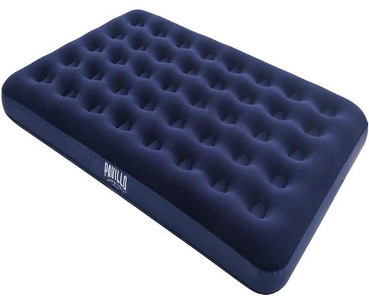 Luchtbed voor Twee Personen 191x137x22 cm Navy Blauw Duurzaam Kampeerbed