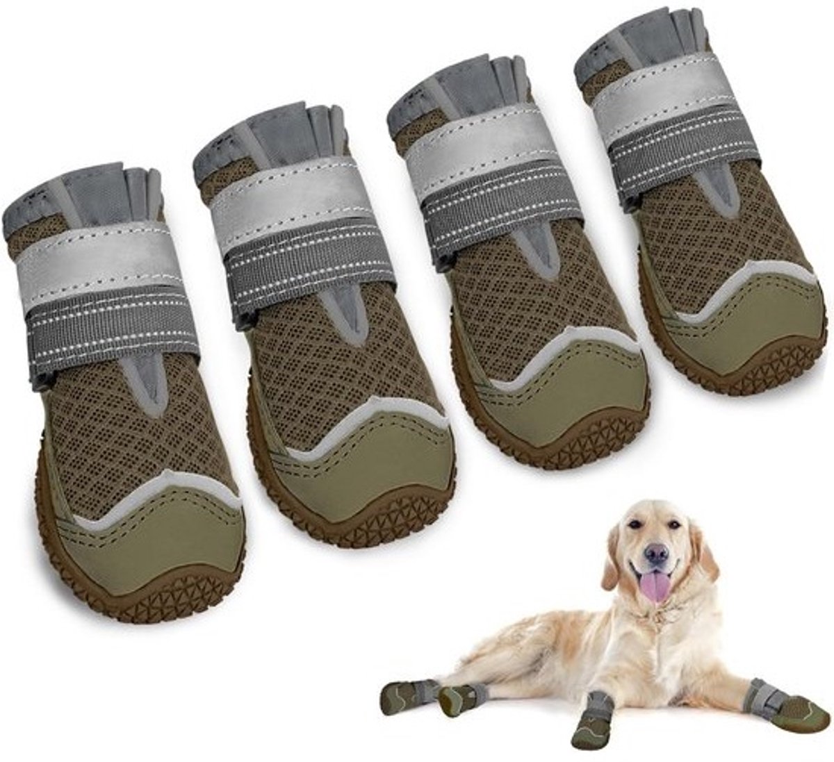 Waterdichte Hondenschoenen met Antislipzool en Reflecterende Banden voor Potenbescherming