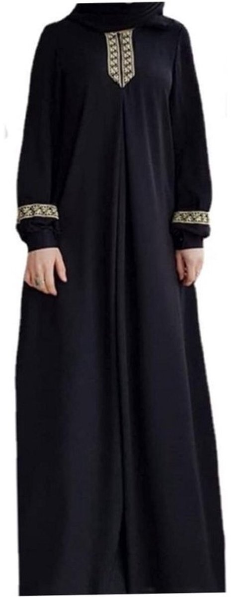 Elegante Losse Islamitische Jurk voor Dames - Gebedskleding Ramadan Jilbab (Zwart, Maat M)