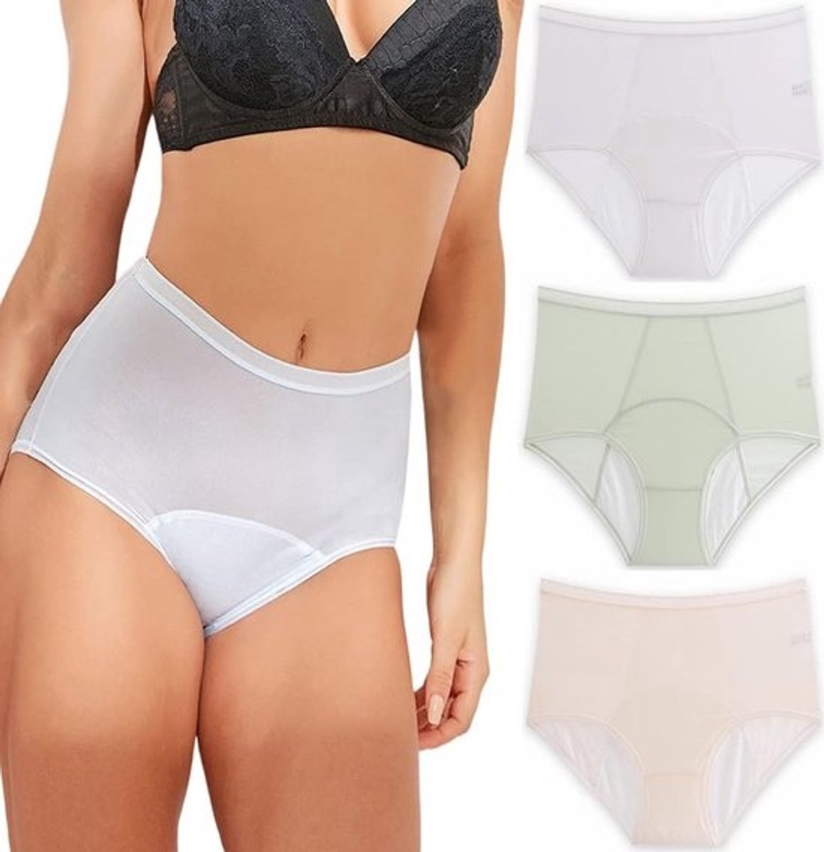 Lekvrij Ondergoed voor Dames - Ademende Katoenen Slipjes met Hoge Taille