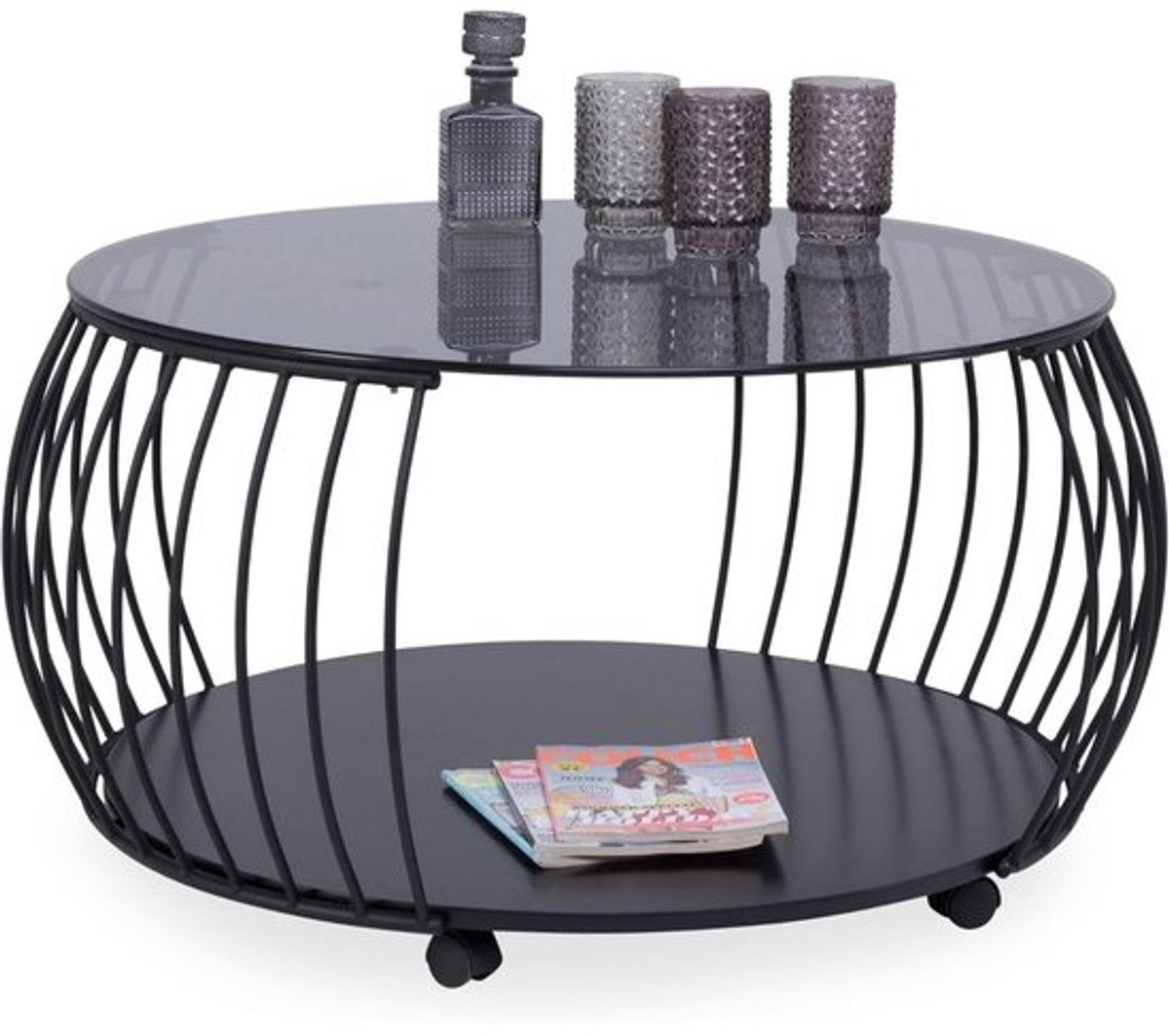 Moderne Salontafel Rond Zwart Metaal Woonkamer