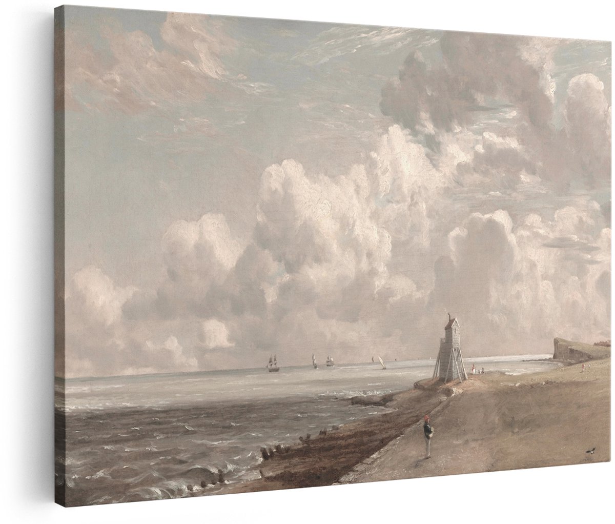 Artaza Canvas Schilderij Kustlandschap - 150x100 cm - Groot - Wanddecoratie Zee - Muurdecoratie Strand - Klassiek Schilderij Landschap