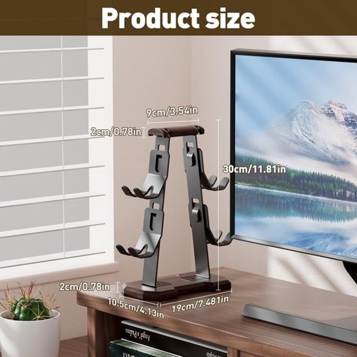 Houten Standaard voor Controller en Headset - Organizer voor Gaming Bureau en Kantoor — cadeau in Gadgets - foto 3