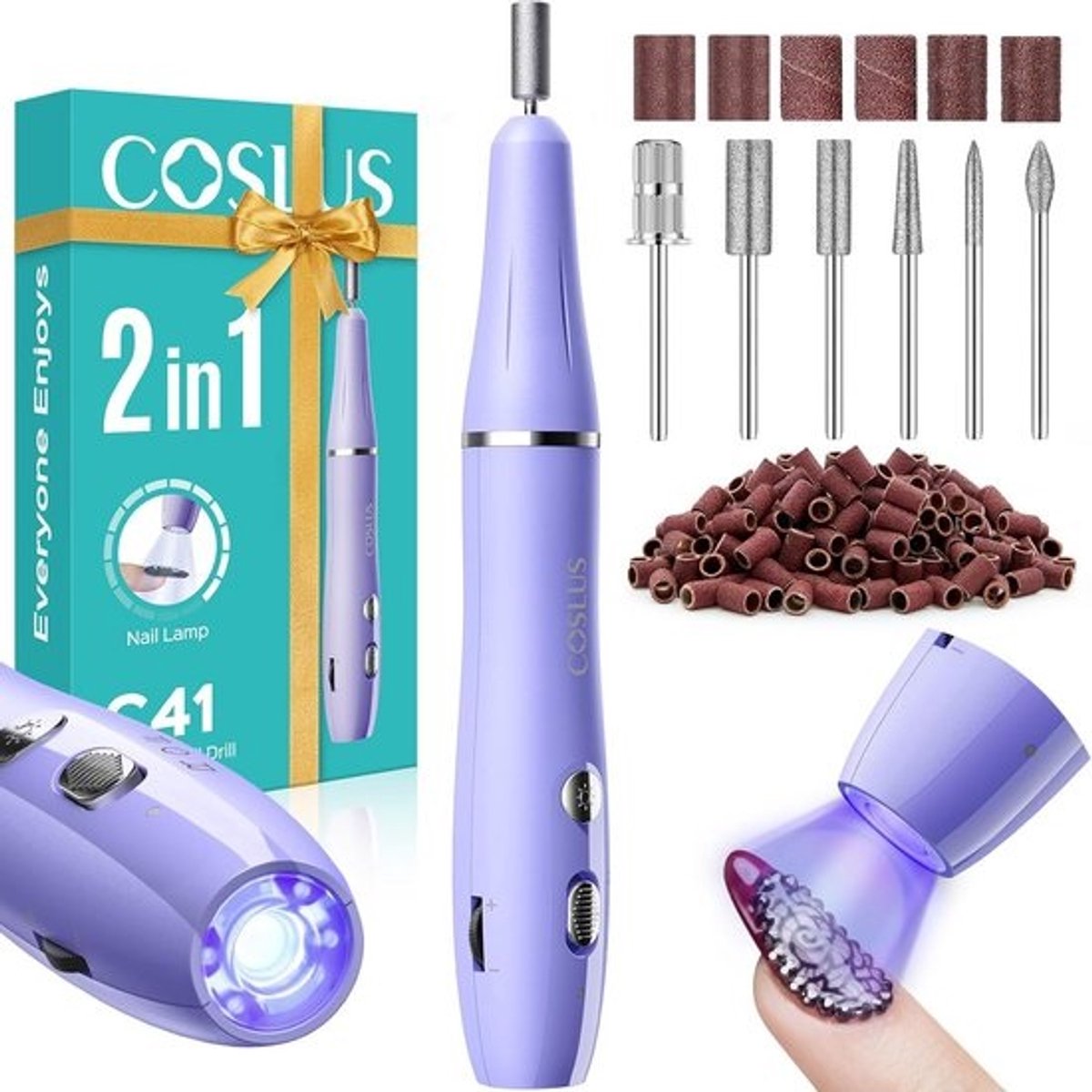 Draadloze Nagelfrees Set met Ingebouwde Lamp - Draagbaar en Compact