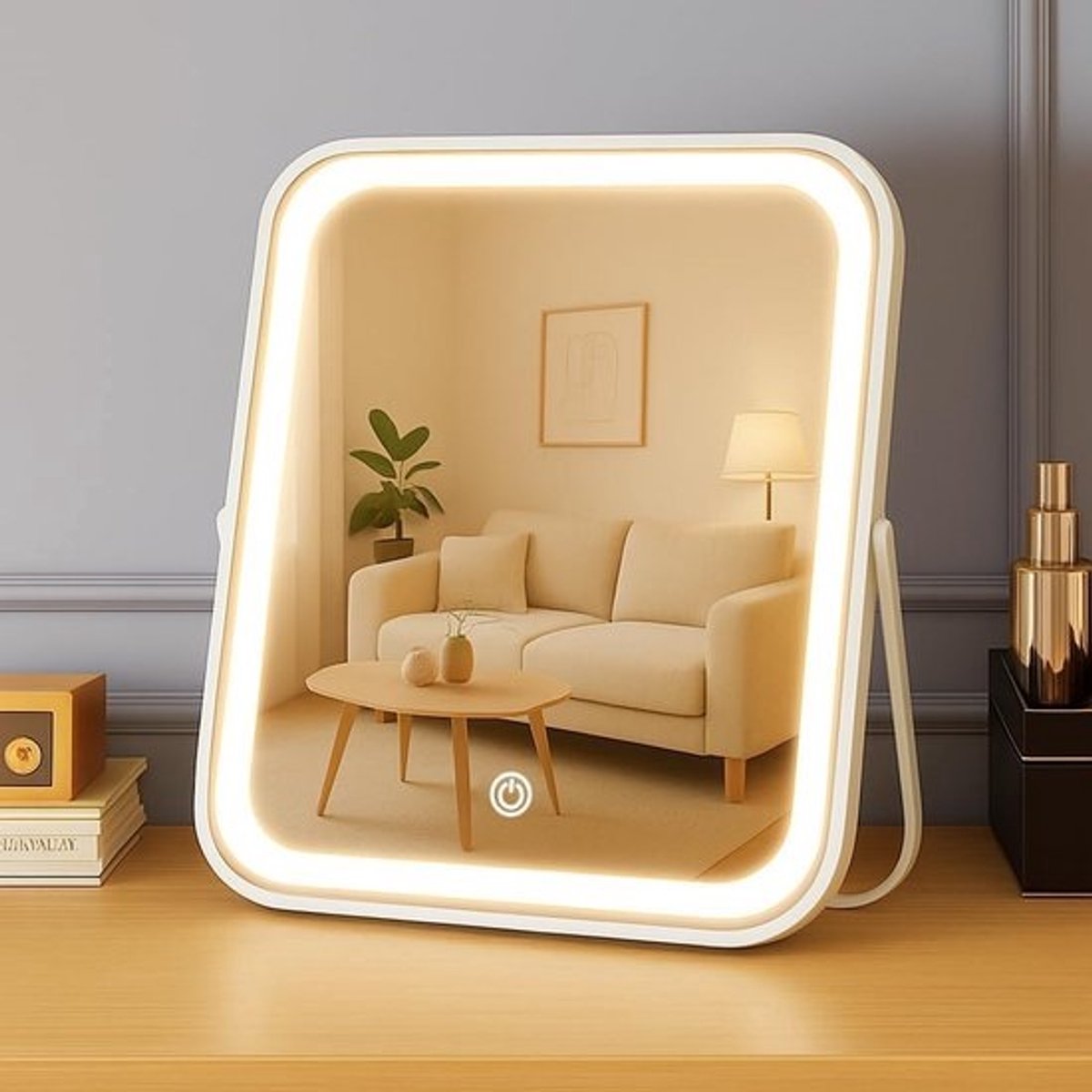 Oplaadbare Make-up Spiegel met LED Verlichting en Touchscreen