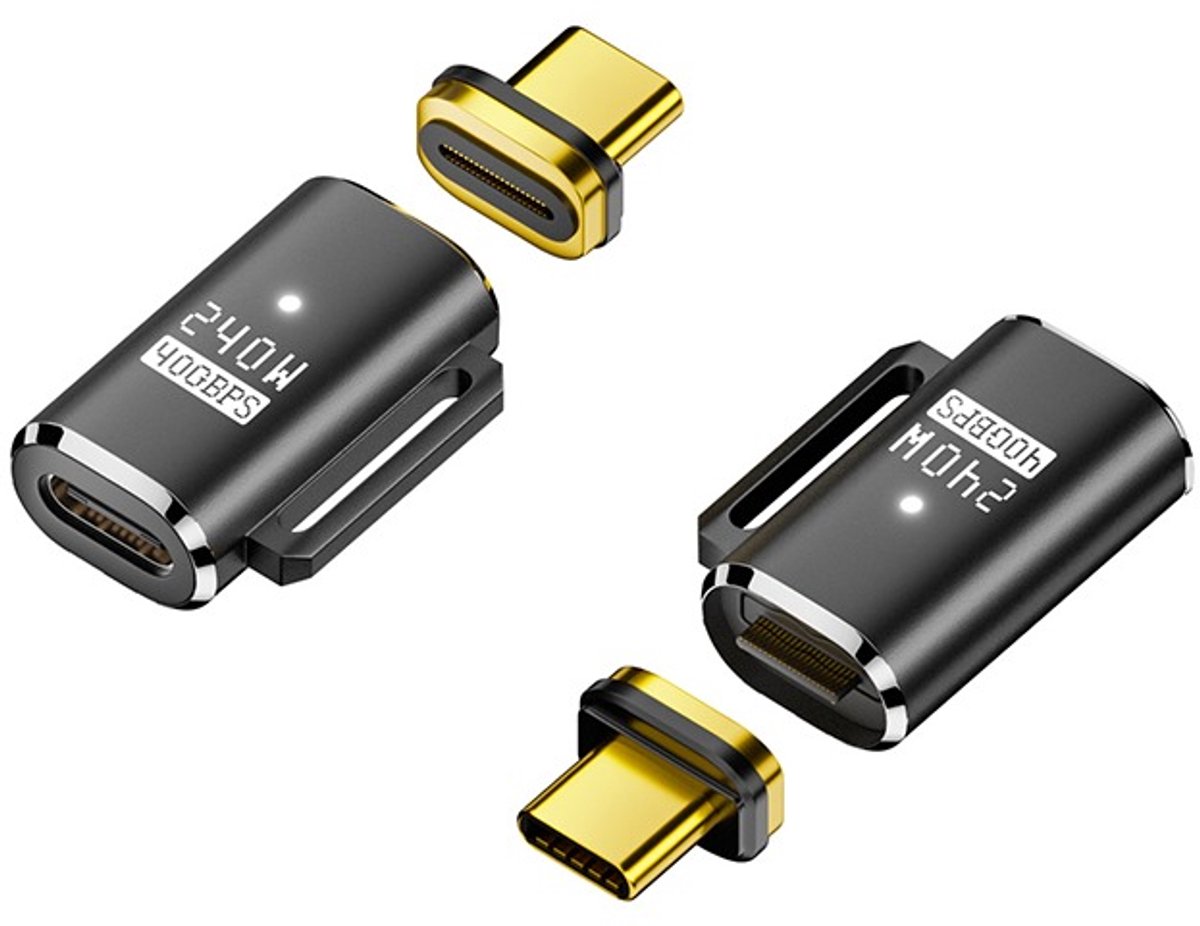 Magnetische adapter: USB-C vrouwelijk naar USB-C mannelijk, 240W magnetisch opladen