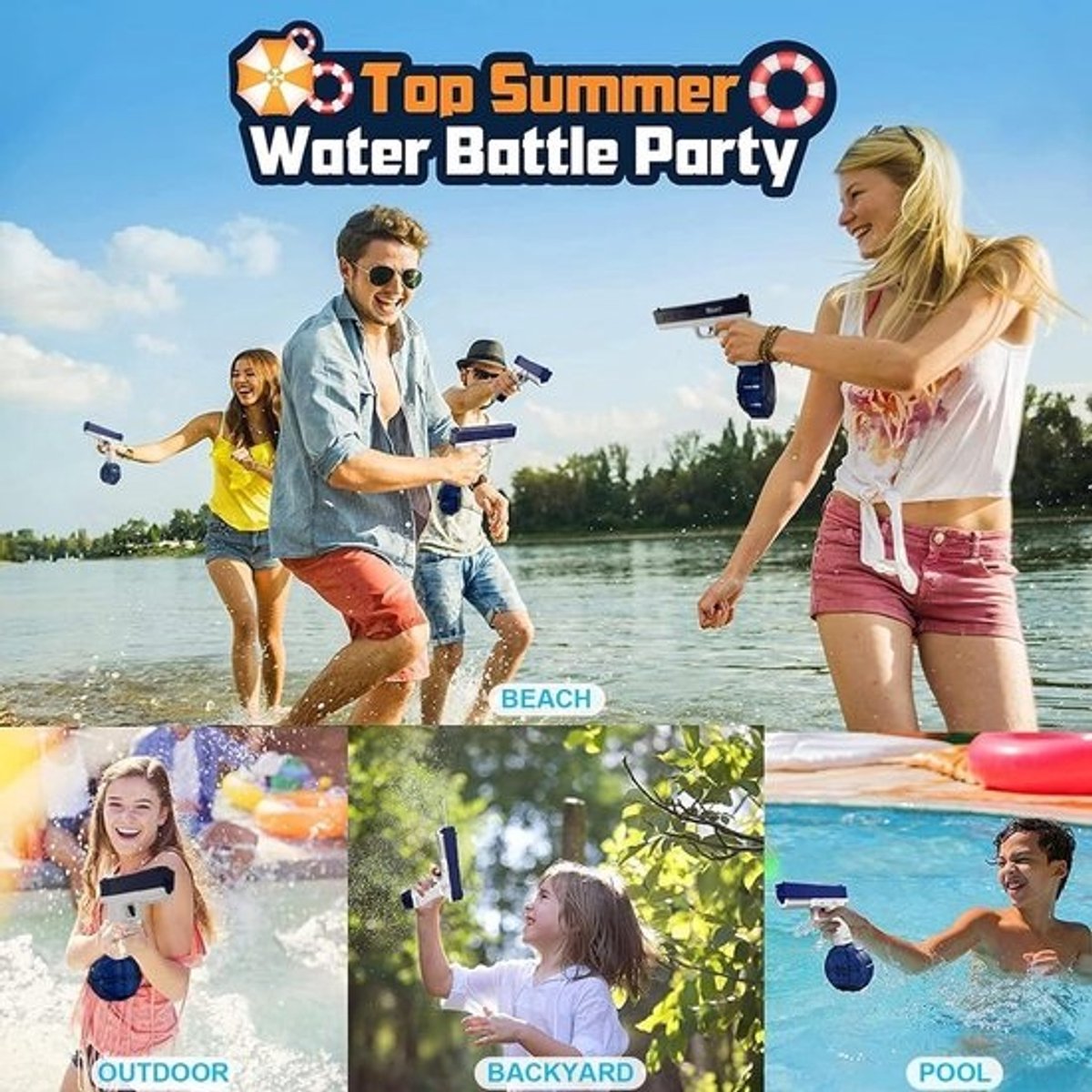 2-Pack Elektrische Waterpistolen met Groot Bereik tot 10 Meter