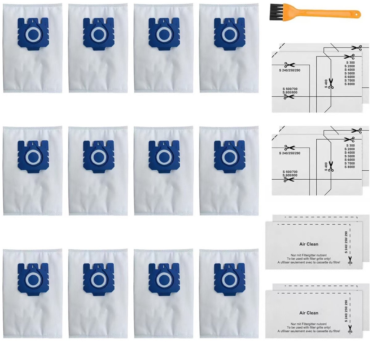 12-Pack Stofzuigerzakken Compatibel met Miele GN Serie S8/C1/C2/C3