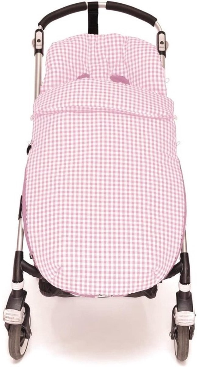 Universele voetenzak - Kinderwagen hoes - Baby warm houden - Handgemaakt in Spanje - 95 x 53 cm - Roze Vichy