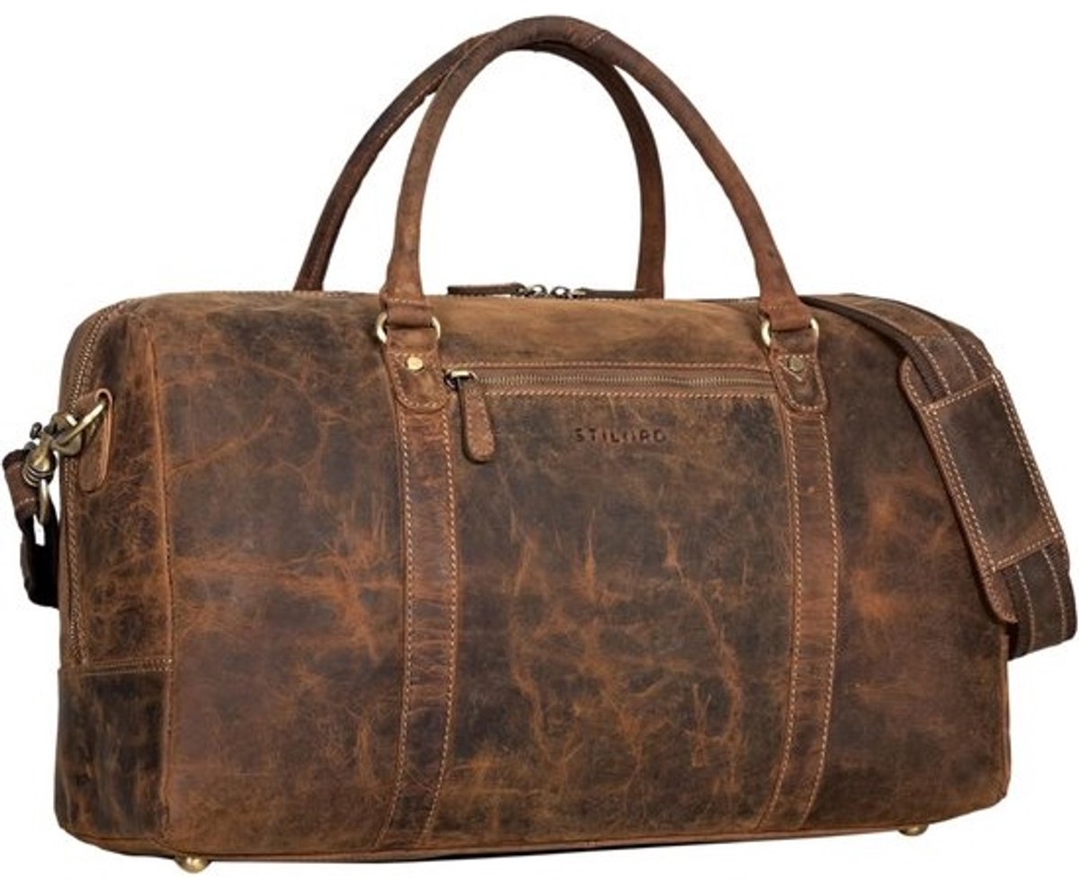 Grote Leren Reistas Weekendtas Vintage Reistrolley Handbagage voor Heren en Dames