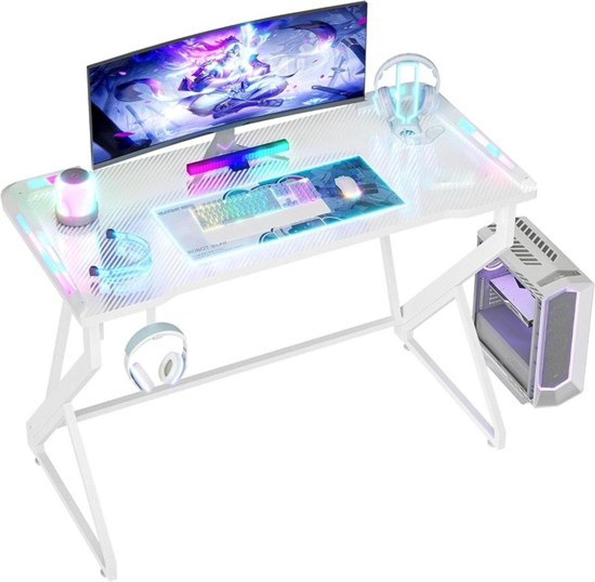 Gaming Bureau met LED Verlichting en Koolstofvezel Design - 100x50 cm