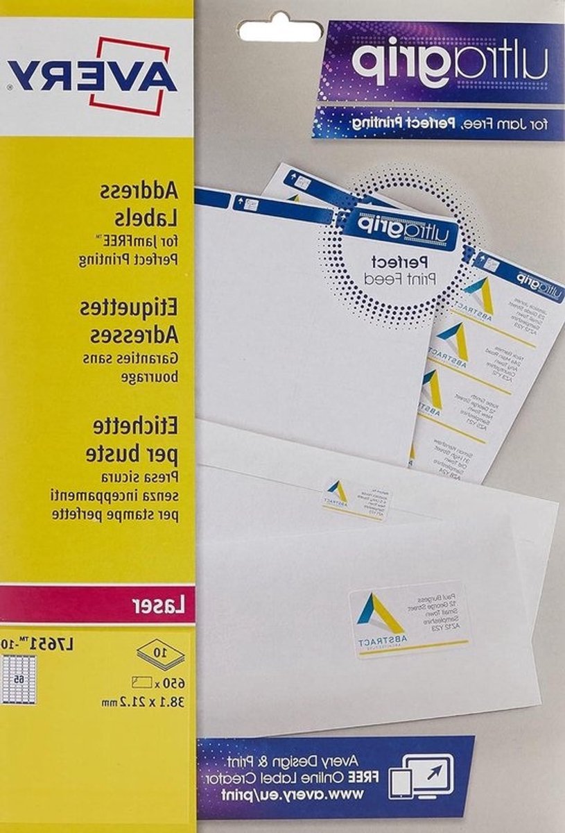 Zelfklevende adreslabels - Etiketten Stickers - Post versturen - Opdrukvrije randen - 381 x 212 mm - Wit