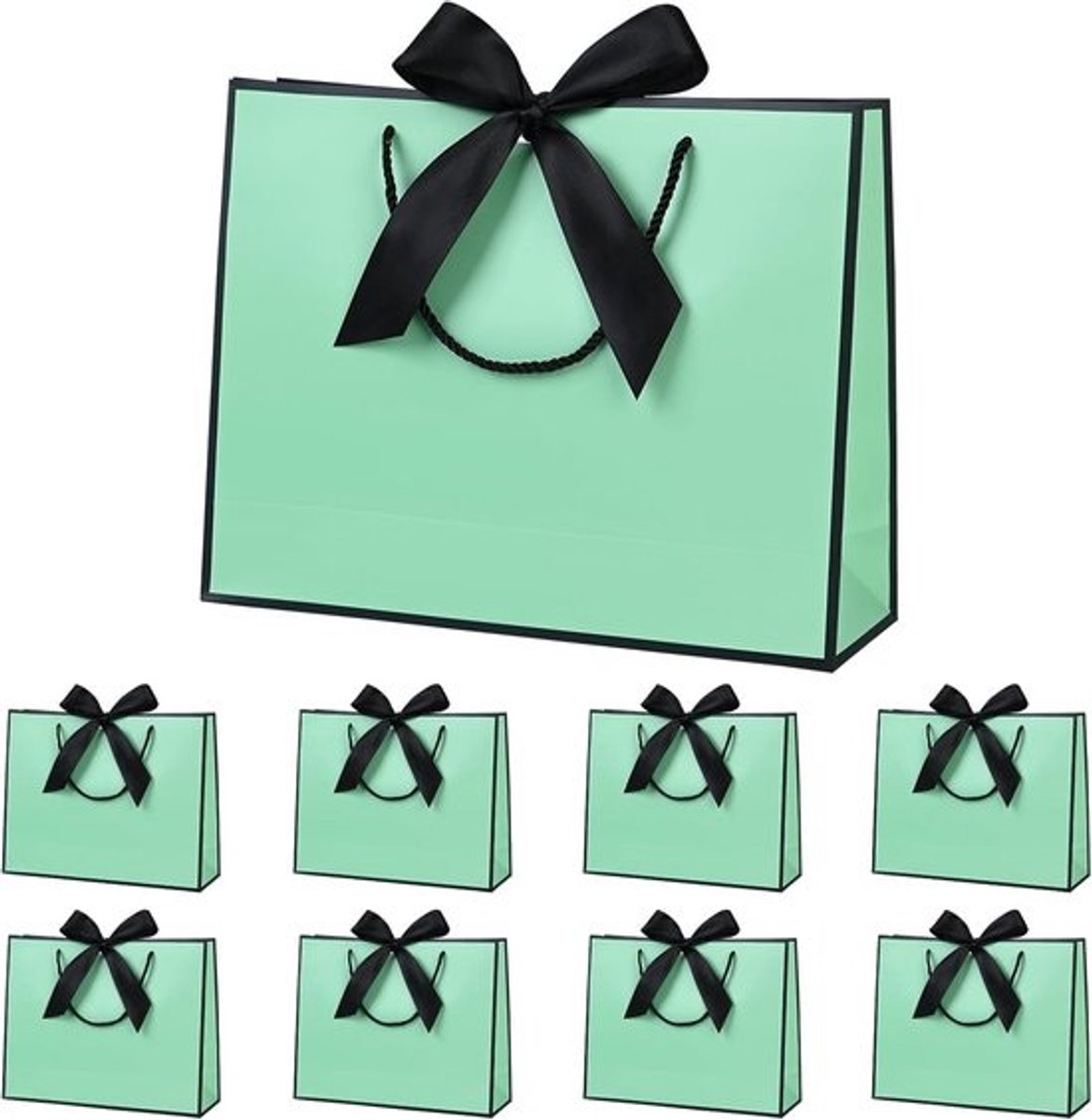 Luxe groene geschenkzakjes met strik voor bruiloft en feest