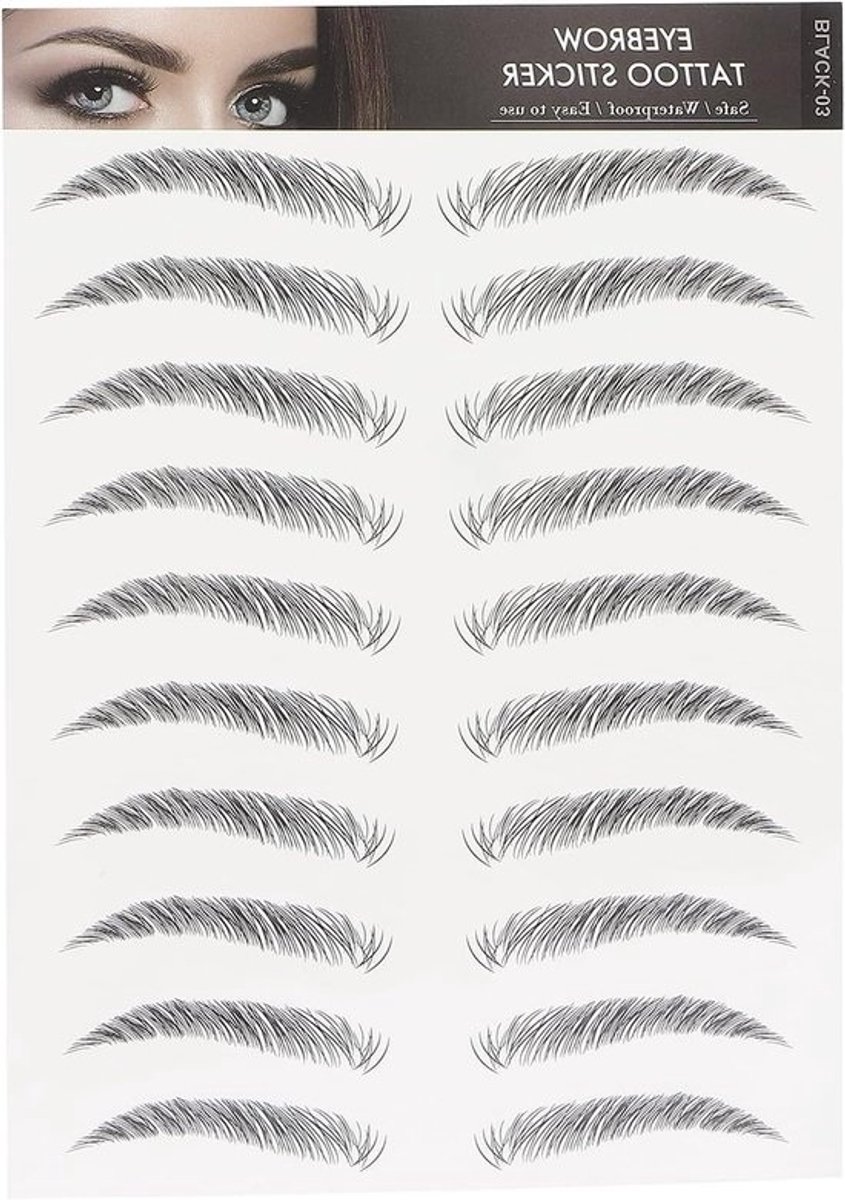 Wenkbrauw Tattoos Stickers - Nep Wenkbrauwen - Make-up Aanbrengen - Waterproof en Langhoudend - 148 x 210 mm - Zwart