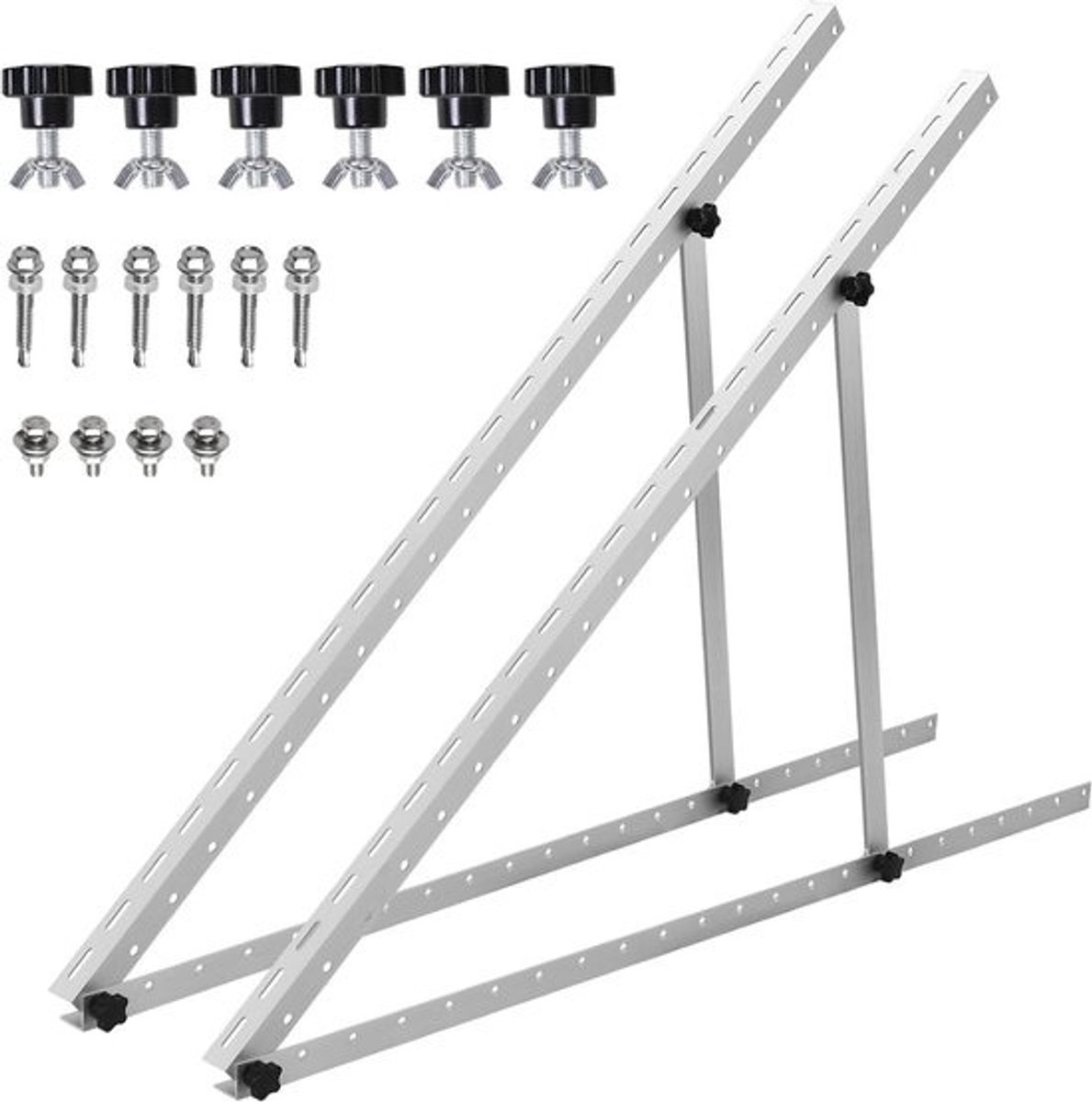 Zonnepaneel Houder - PV Montage Set - Balkon Energie - Verstelbare Hoek - 2x 114 cm - Zilver