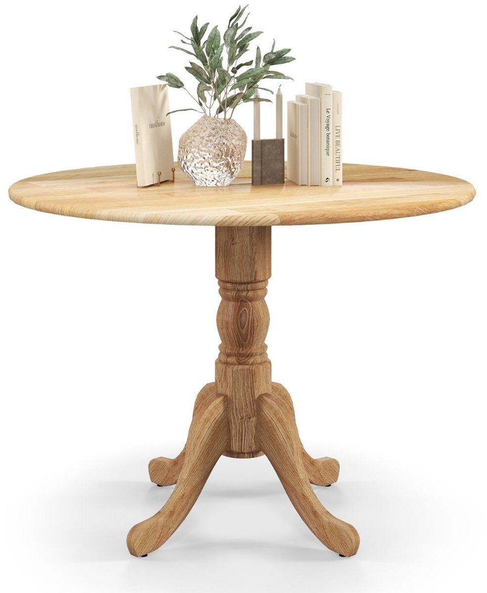 SureDeal® - Eettafel - Rond - Keuken Tafel Rubberhout - Voet Moderne Recreatietafel - Eetkamer Natuur - 100x73 cm - Naturel
