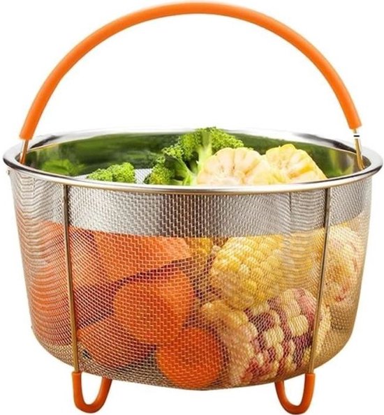 Stoompan - Roestvrij staal - 6 liter - Siliconen handvat - Vaatwasmachinebestendig - 21 cm