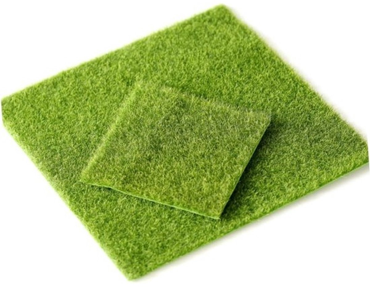 Kunstgras Tegels - Mos Matten - Tuin Versieren - Levensecht Uiterlijk - 15x15 cm - Groen