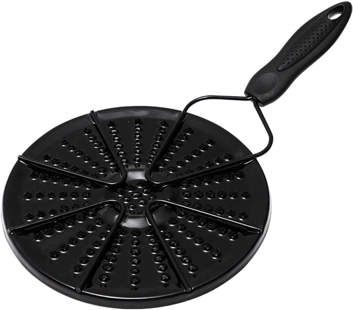 Ronde Gecoate Warmhoudplaat met Handvat, Gietijzeren Onderzetter voor Moka Pot en Kleine Pannen, Warmtebescherming en Kookaccessoire