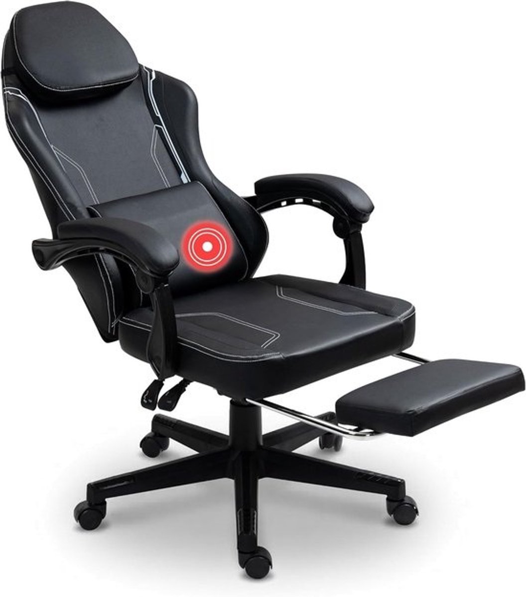 Ergonomische Gamestoel - Comfortabele Stoel - Gaming Werk Studie - Verstelbare Rugleuning Voetensteun - 70 x 70 x 125 cm