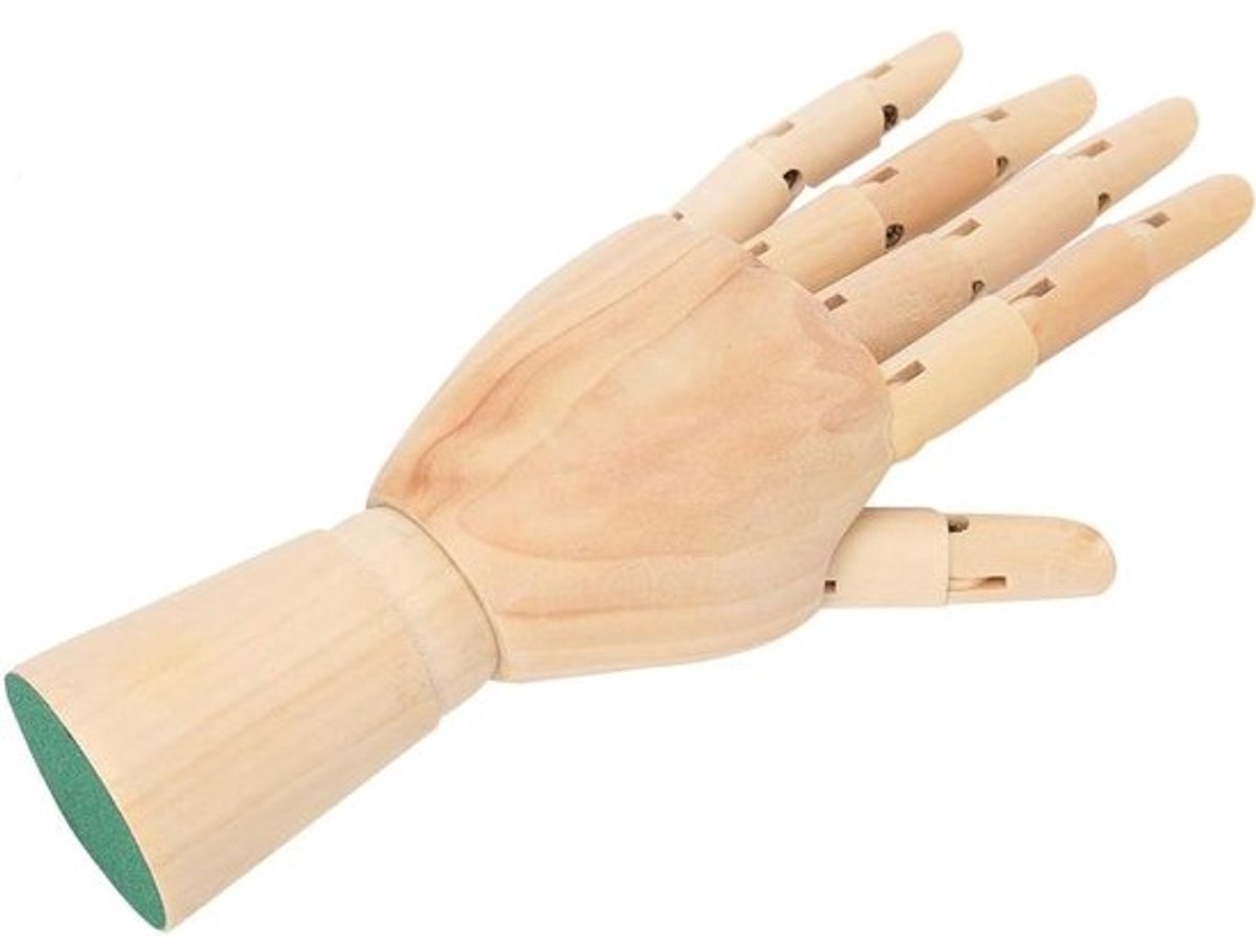 Houten Hand Model - Kunstenaars Hand - Schetsen Tekenen - Flexibele Gewrichten - 17.5 cm - Natuurlijk Hout