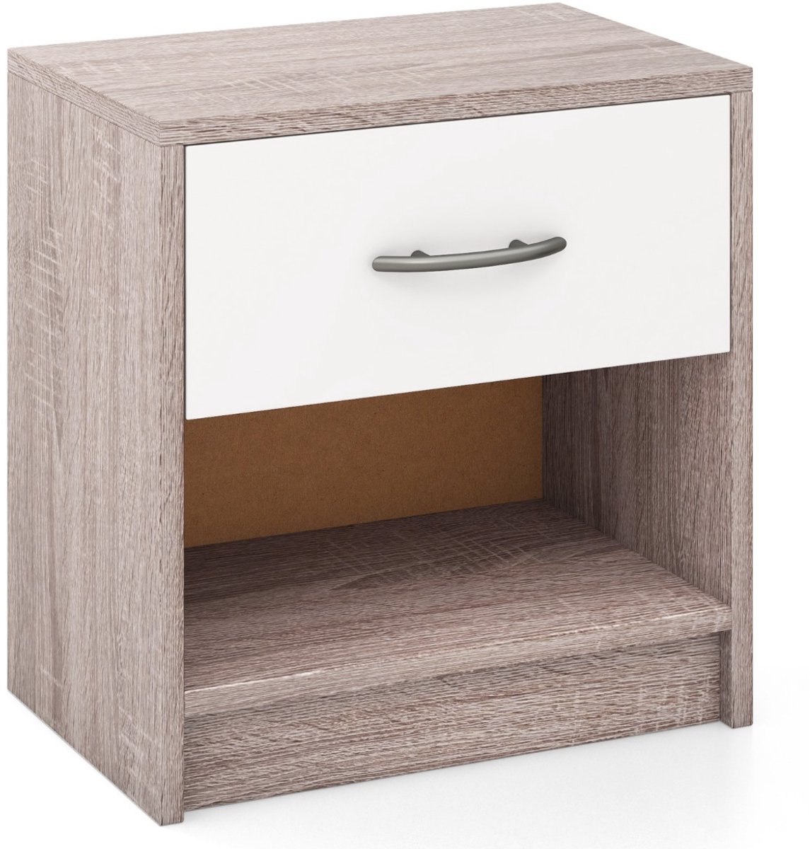 SureDeal® - Nachtkastje - Lade - Open Opbergplank Compacte - Kleine Ruimte Moderne - 38,5x28x40,5 cm - Bruin & Zwart