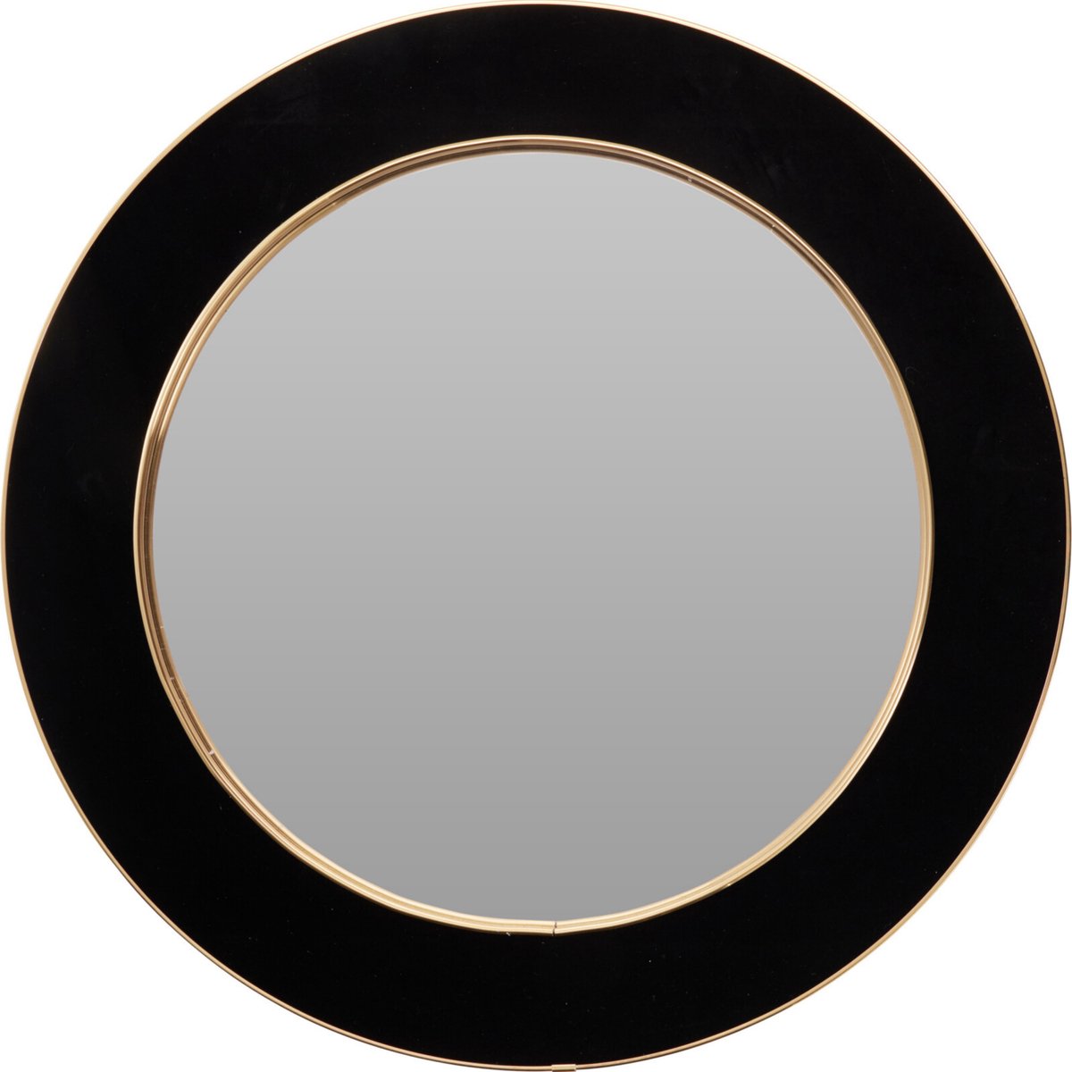 H&S Collection Spiegel Algarve - zwart - rond - vilt/staal - D60 cm - wandspiegel