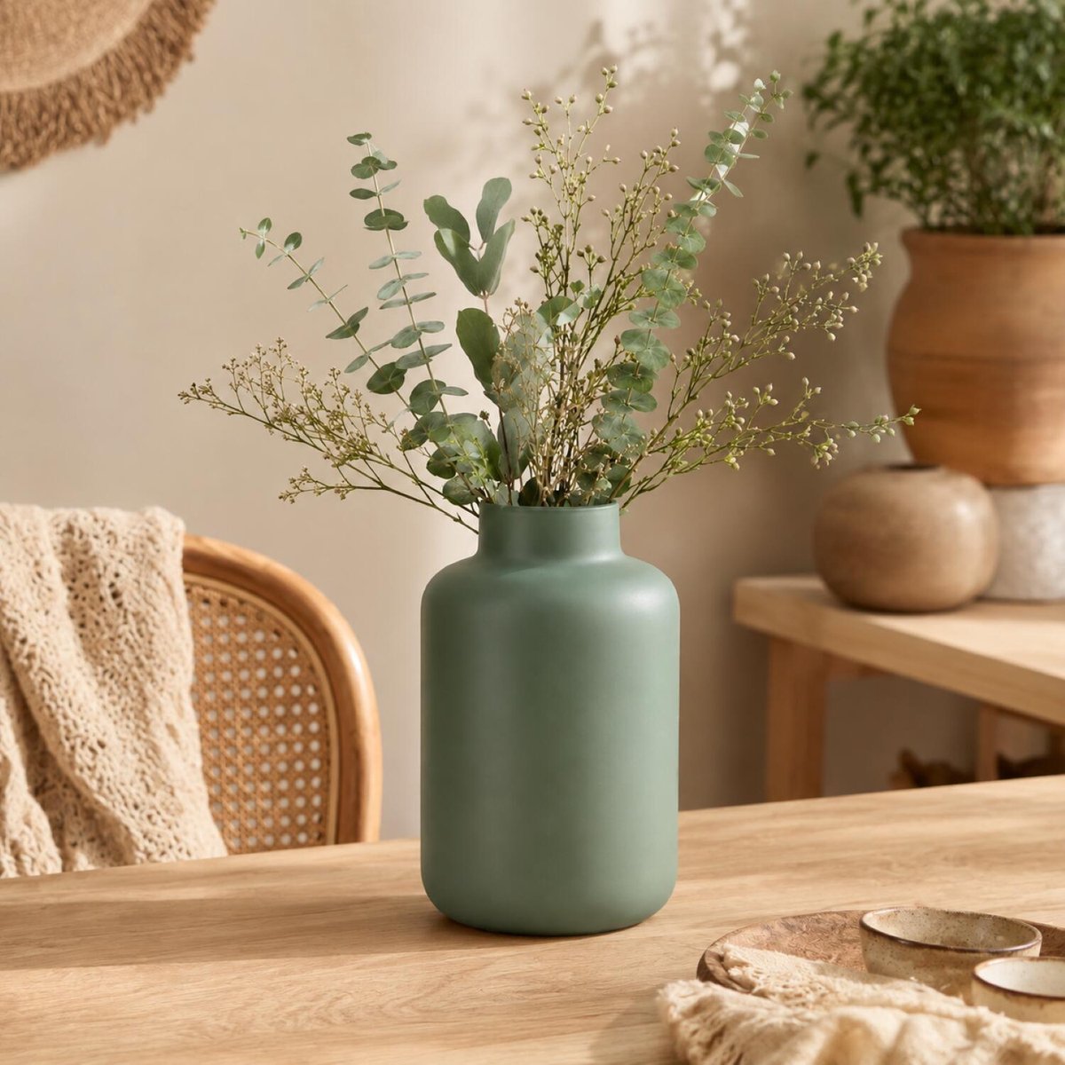 Bellatio Design bloemenvaas Santiago - groen - mat glas - 15 x 20 cm - glazen vazen