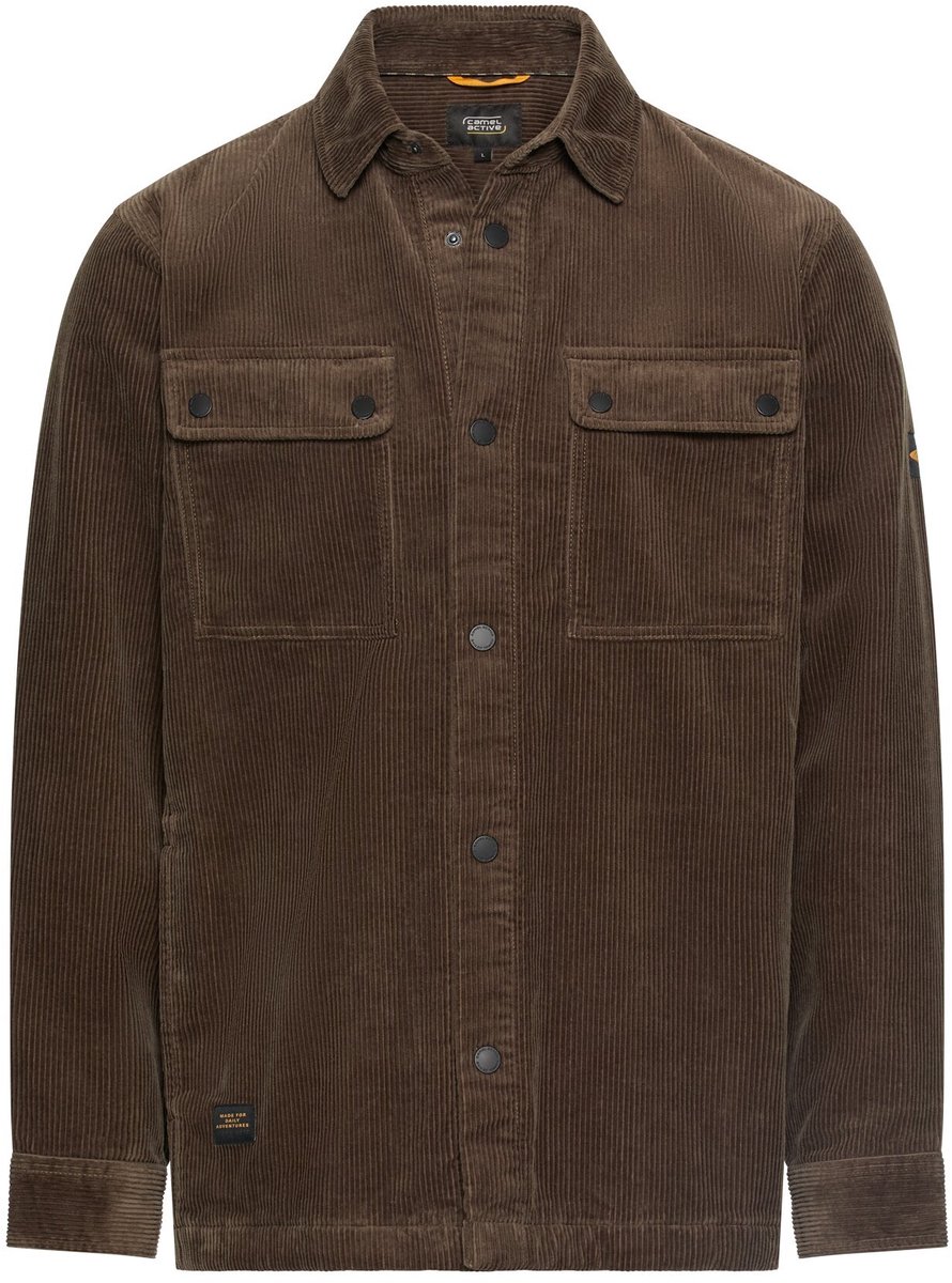 camel active Cord overshirt van 100% katoen - Maat menswear-L - Olijfbruin