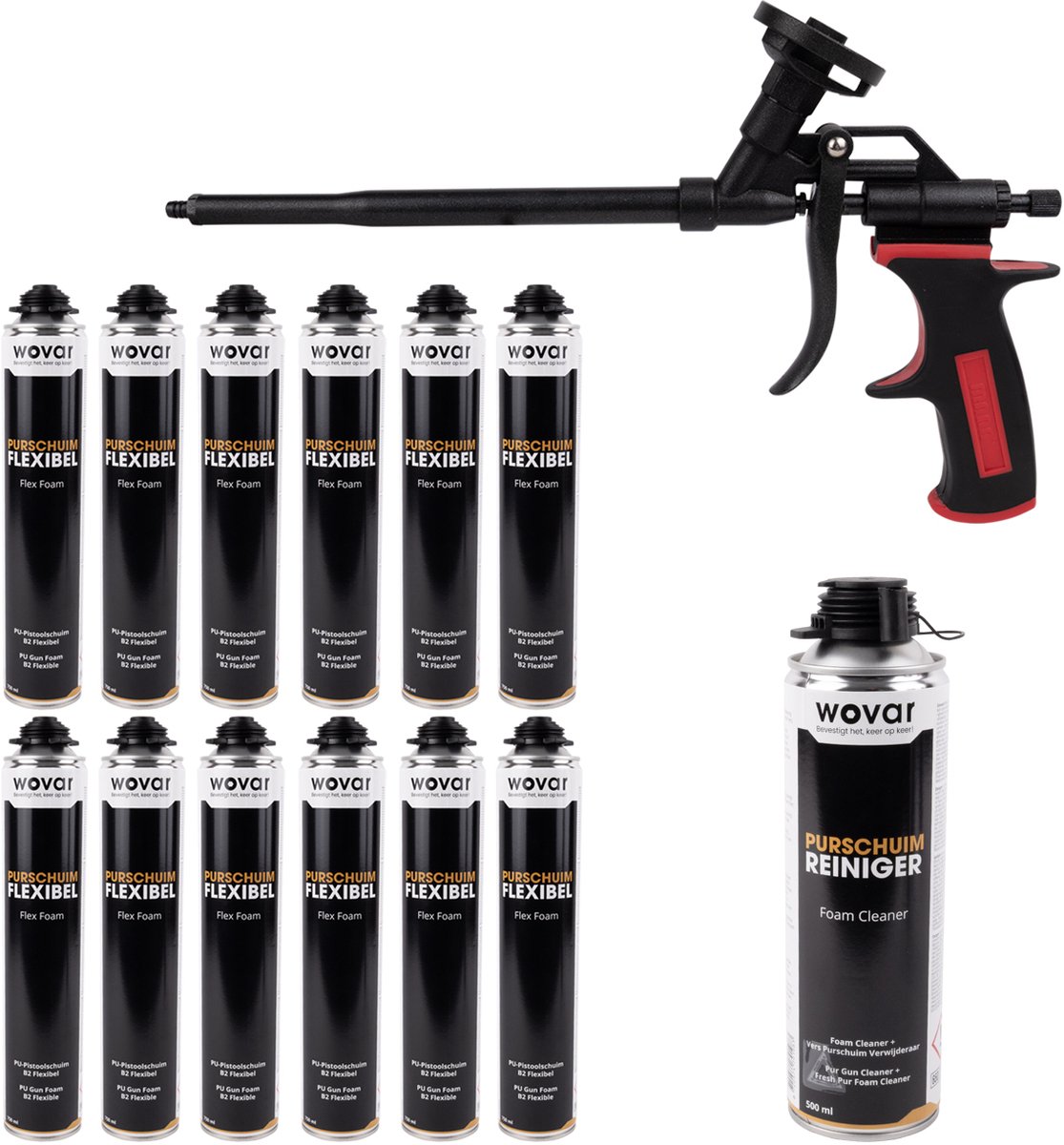 Purschuim Flexibel 750 ml | Overdoos 12 stuks + Reiniger + Purpistool