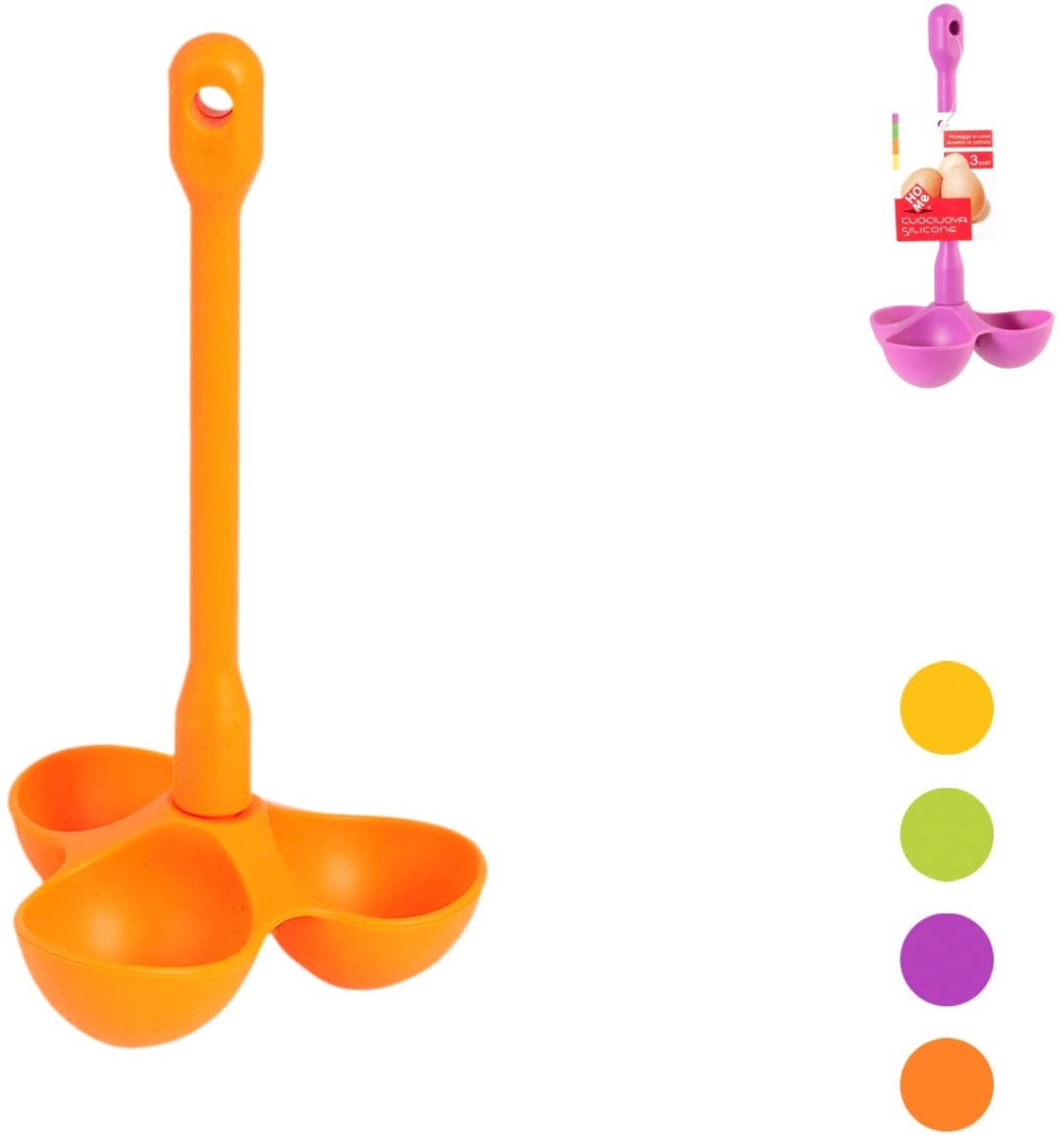 SnelShoppen - Eierkoker 3 Plaatsen, Silicone, Antiaanbaklaag, Meerkleurig, Perfect voor Keuken, Camping, Feestjes en Gezinnen