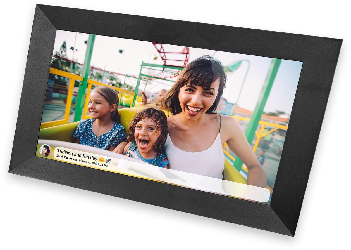 SnelShoppen - Digitale Smart Photo Frame 10 inch, Touchscreen Display 1280 x 800, Wifi & Luidspreker, App voor iOS en Android, Zwart voor Thuis, Feest