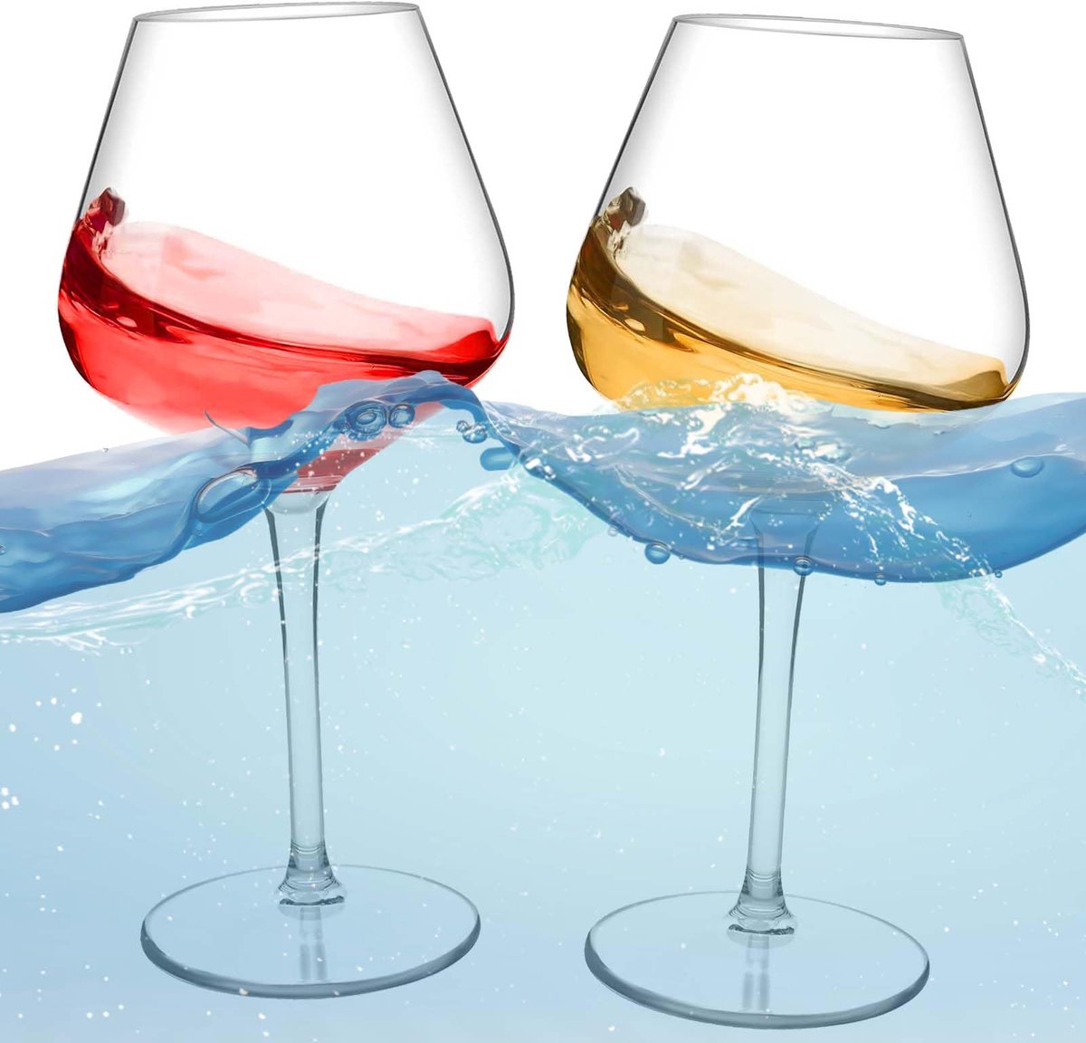 SnelShoppen - Set van 2 Drijvende Wijnglazen voor Zwembad, Onbreekbaar Tritan Kunststof Champagneglazen, Ideaal voor Feest, Picknick en Tuin
