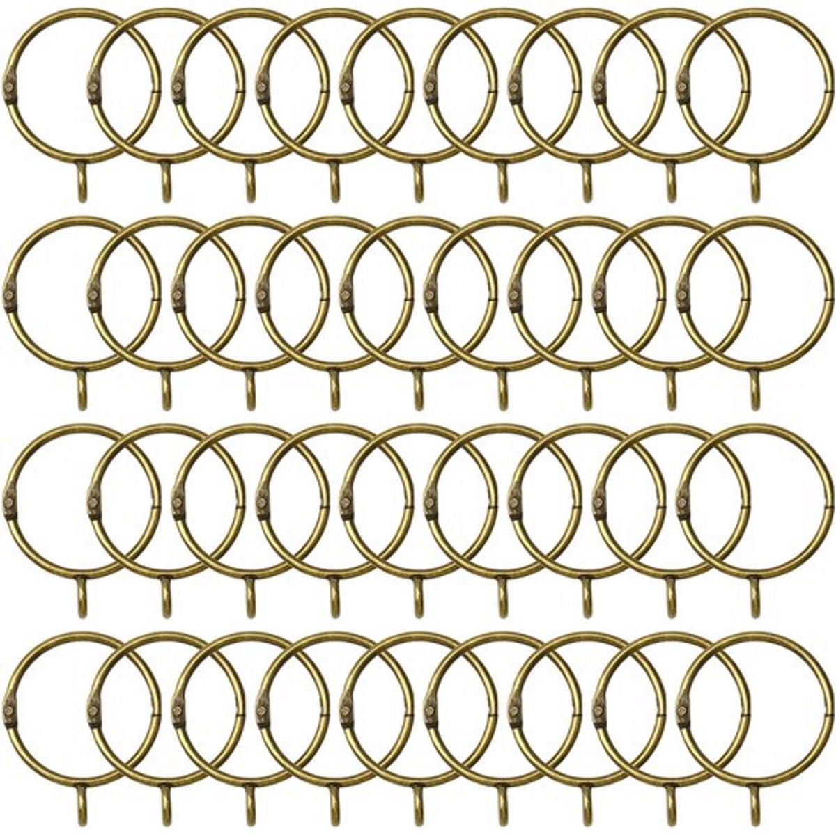 Gordijnringen 36 Stuks - Metalen Open/Sluit Ringen - 1,5 Inch Binnendiameter - Stevig/Duurzaam - Geschikt voor Douchegordijnen/Raamgordijnen - Gordijnhaak