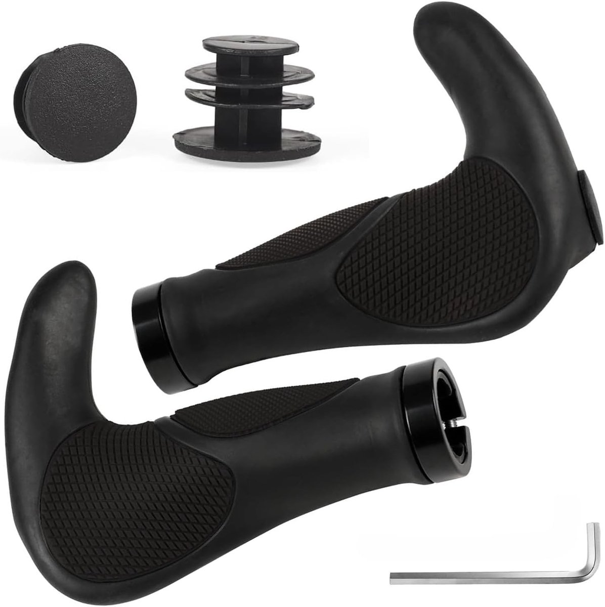 Ergonomische antislip stuurgrepen 22 mm van rubber met dubbelzijdige bevestiging voor mountainbike, racefiets en stadsfiets