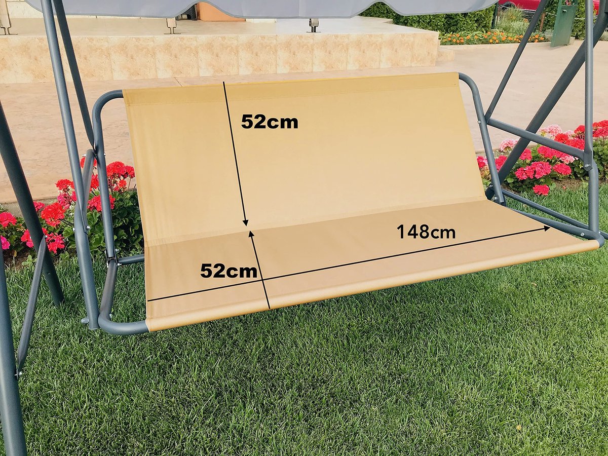 SnelShoppen - Vervangende Hoes voor Schommelstoel en Tuinschommel - Comfortabele Stoelhoes voor Hangmat en Tuinstoel - Buiten, Beige, 148 cm x 52 cm x