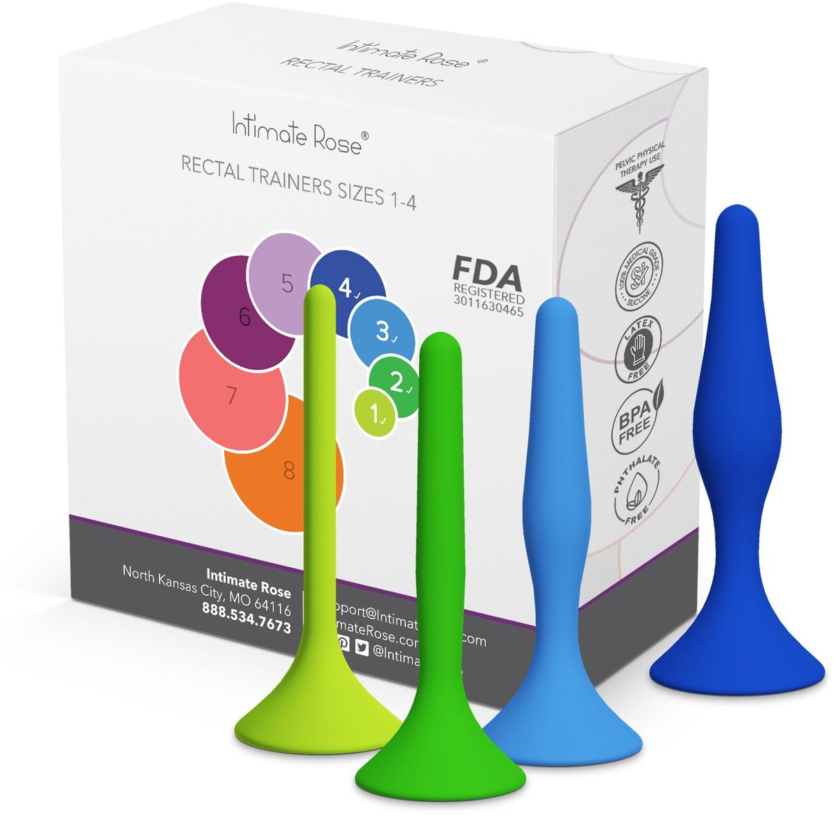 SnelShoppen - Rectale Dilator Set voor Vrouwen & Mannen – Medisch Siliconen Bekkenbodemtherapie Hulpmiddel – 4-Pack, Maten 1-4, Veilig en Effectief