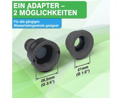 YourCasa Kraanadapter, aansluiting voor 3/4 en 1/2 inch, adapter kraanconnector van kunststof, slangaansluiting - ShopVlot