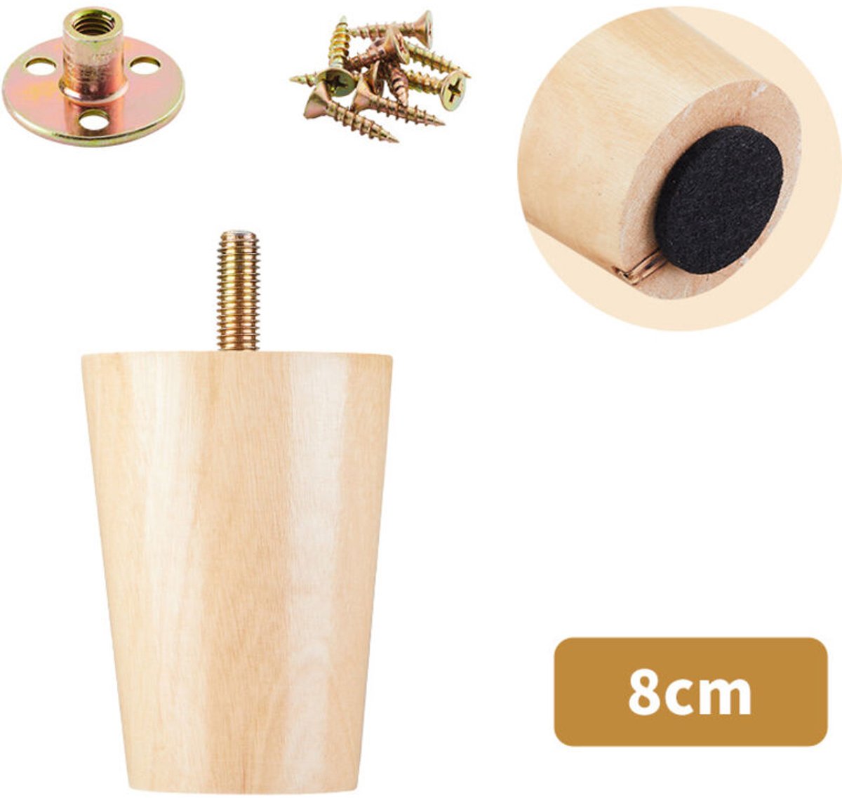 Een set van 4 massief houten bankpoten, geschikt voor tv-meubels, salontafels, schoenenkas