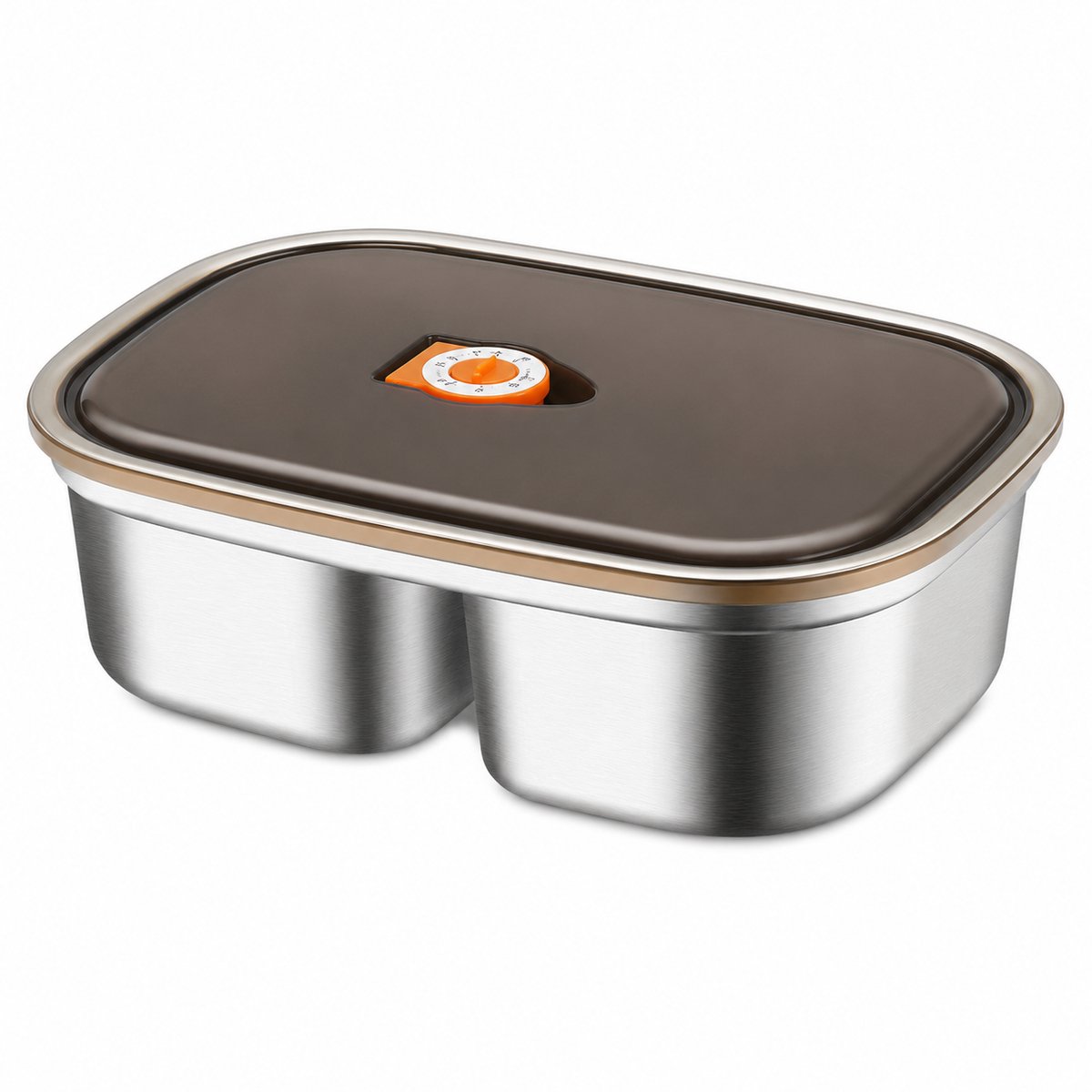 VHV - RVS Lunchbox met Uitneembare Verdelers - Lekvrije Vershouddoos - Voor Meal Prep, Werk en Picknick - Zwart