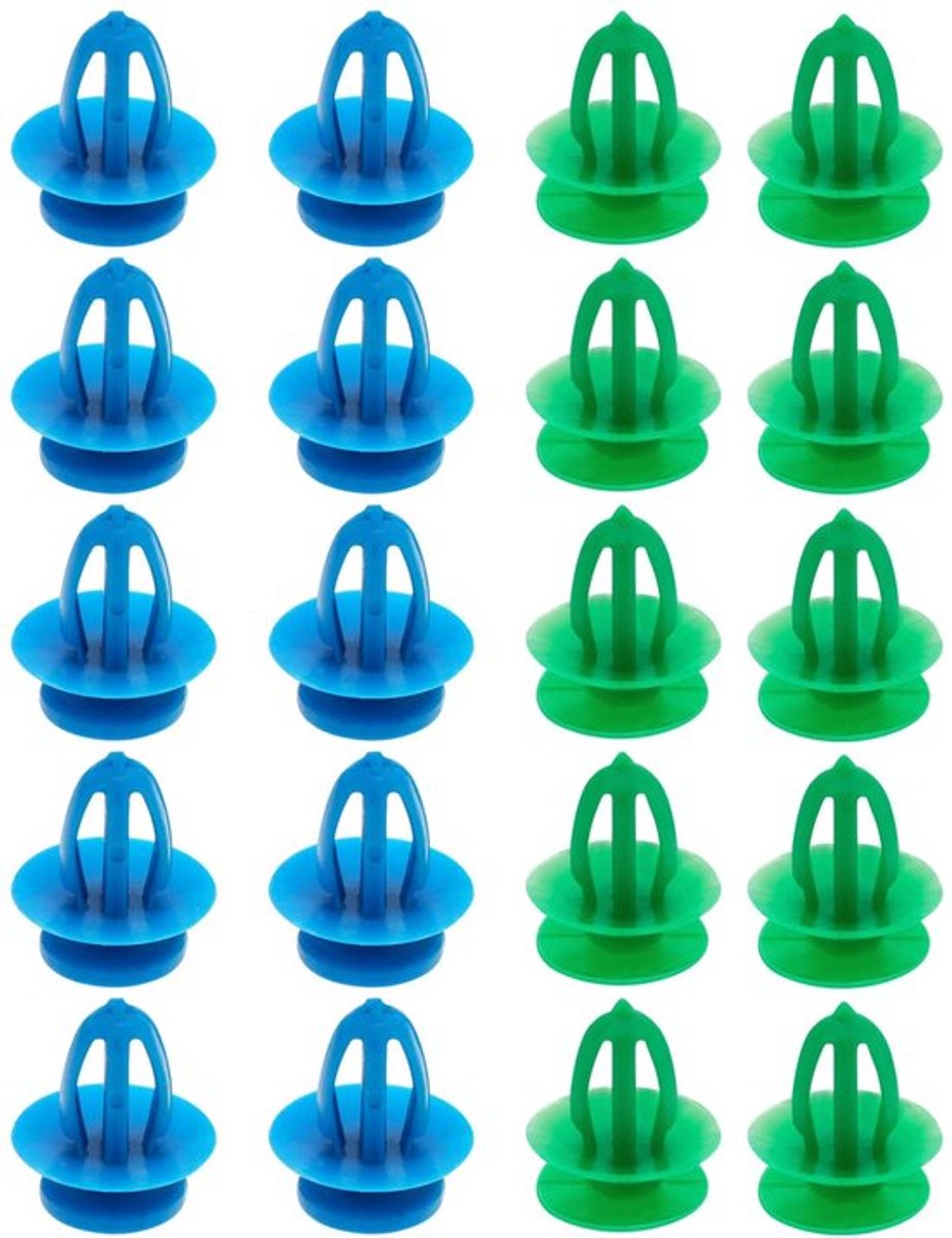 Deur Trim 40 Stuks - Bevestiging Clips - Compatibel met Vauxhall - Kunststof - Groen/Blauw - MPN: 7231991/13252118 - Deurbekleding Clips