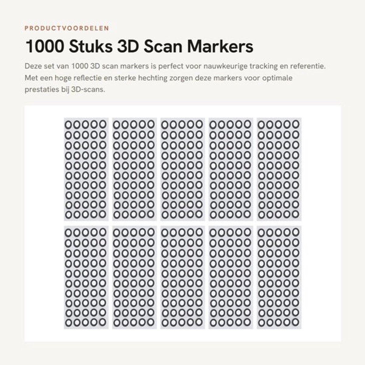 3D Marker Hoge Reflectie - 1000 Stuks - PET Materiaal - Sterke Hechting - 6mm Binnendiameter - 10mm Buitendiameter - Scanning Dots