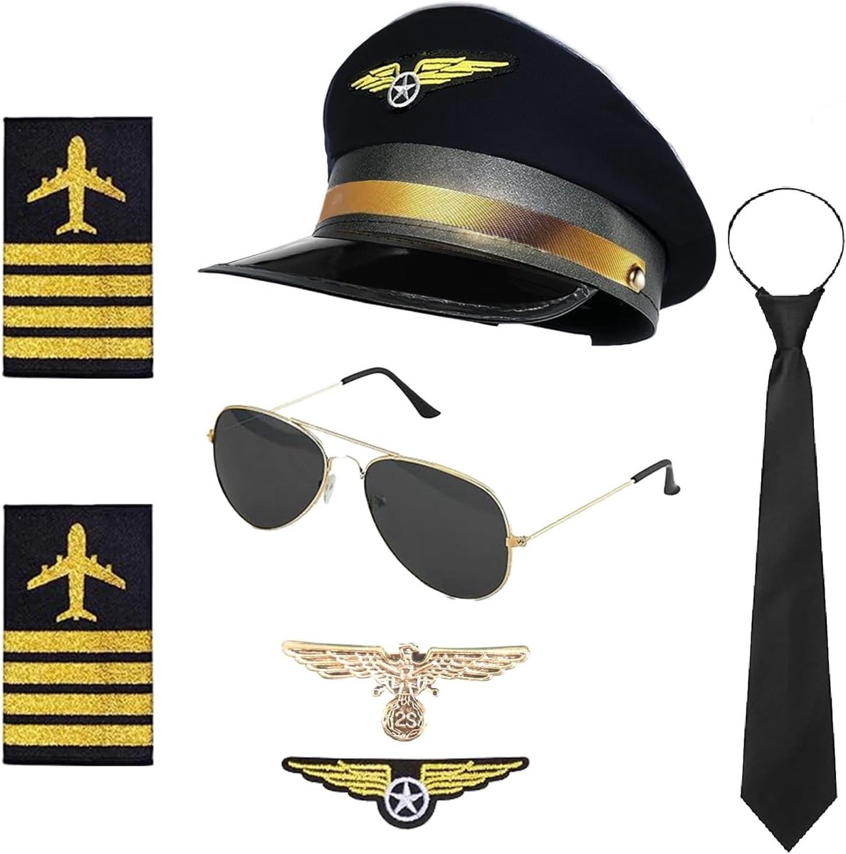 Volwassen Piloten Kostuum met Zwarte Aviator Hoed voor Feest en Verkleedpartijen